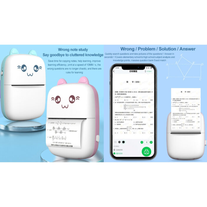 Mini Portable Pocket Size 57mm Wireless Bluetooth Cute Cat Shape Printer - Image 12