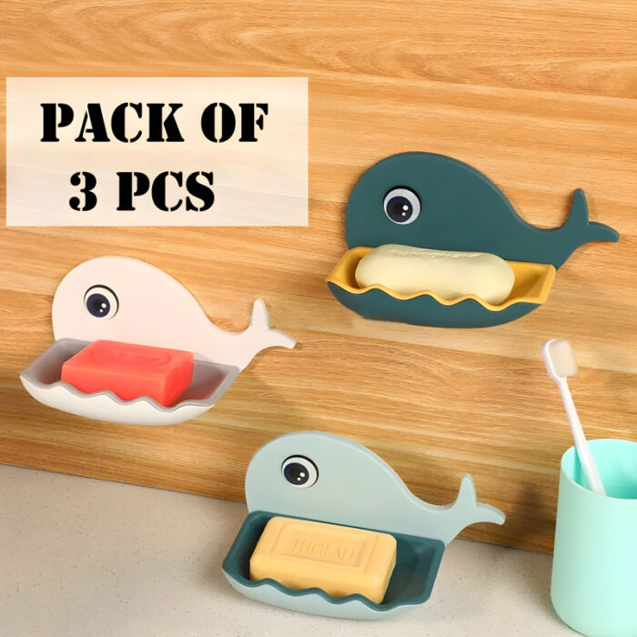 Pack Of 3 Fish-Shaped Double-Layer Adhesive Waterproof Soap Bar Holder Stand Rack For Bathroom, Shower, And Kitchen Walls - Image 15