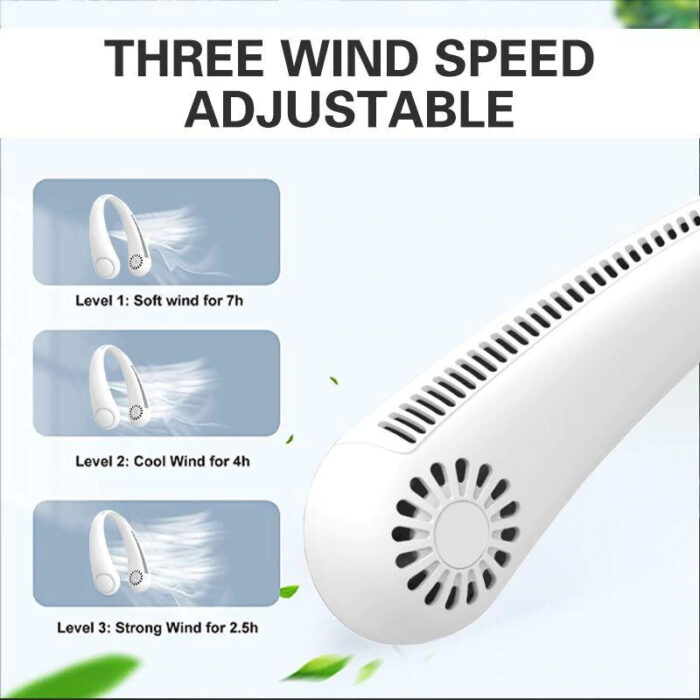 Mini Portable USB Rechargeable Leafless Hanging Neck Fan With 360° Airflow - Image 8
