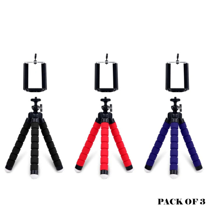 Pack Of 3 Portable Flexible Sponge Adjustable Octopus Tripod Phone Stands - Image 5