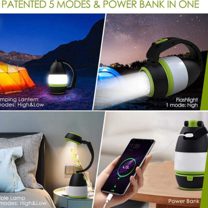 Multi-Functional Portable Rechargeable Camping Lantern With Flashlight And Power Bank - Image 1