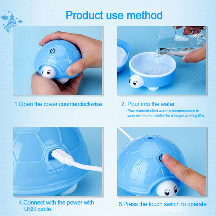 160ml Mini Turtle LED Air Humidifier With 7 Color Changing Light - Image 23