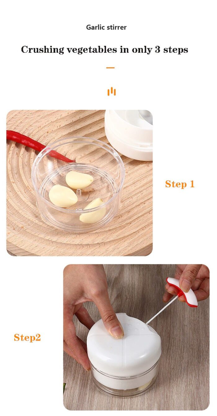Mini Food Garlic Vegetable Grinder Chopper Multi-Function Manual Food Processor - Image 6