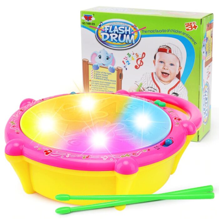 Mini Flash Drum Music Instrument Rattle For Kid Education Toy - Image 1