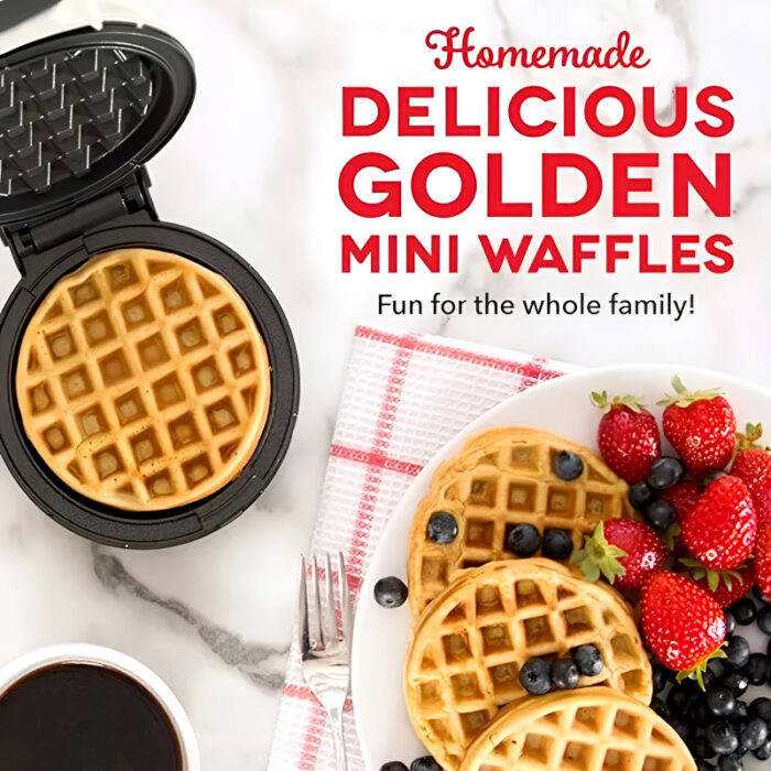 Compact 4-Inch Non-Stick 350-Watt Electric Mini Waffle Maker Machine - Image 2