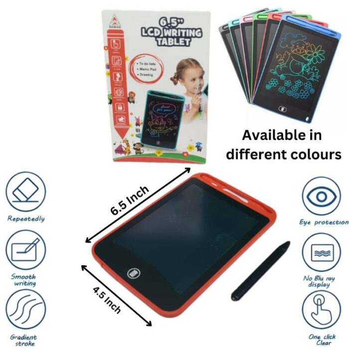 6.5 inch LCD writing tablet for kids - digital drawing pad - erasable writing board - writing pad (random color) - Image 1