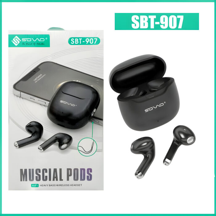 SOVO SBT-907 Heavy Bass Wireless Headset With ENC Support Musical Pods For Enhanced Audio Experience - Image 1