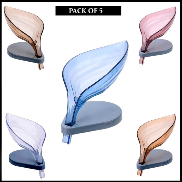 Pack Of 5 Leaf-Shaped Non-Slip Bathroom Soap Holders Creative Kitchen Soap Rack - Image 13