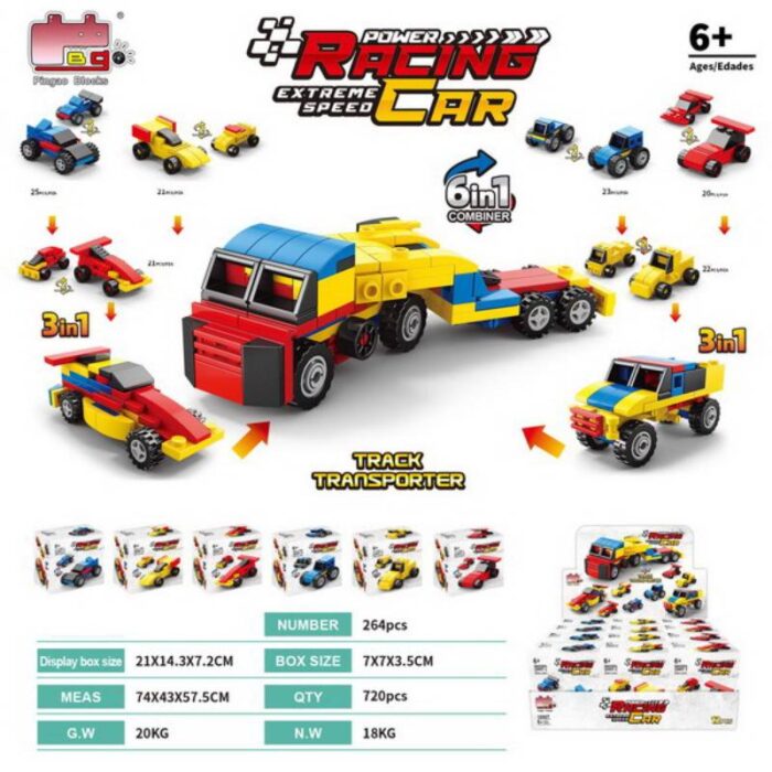 6 in 1 Transport truck Building Blocks Toy For Kids Racing Car Blocks Set(random color) - Image 2