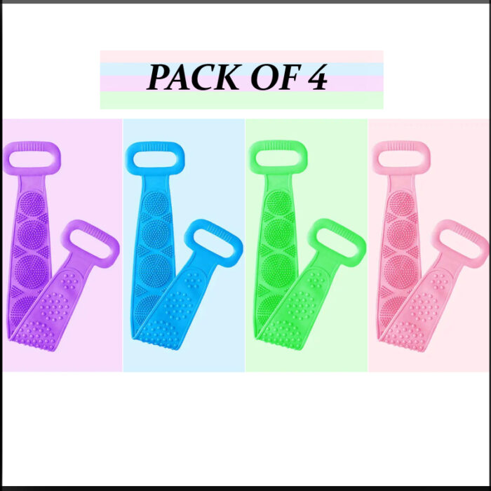 Pack Of 4 Silicone Back Scrubber Soft Loofah Bath Towel And Massage Belt - Image 5
