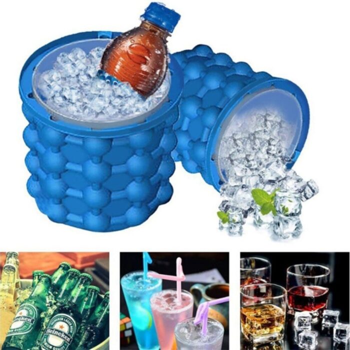 Lattices Silicone Ice Bucket Ice Cooler Cube Maker Cabinet Space Saving Kitchen Tool - Image 3