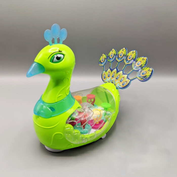 Colorful Universal Transparent Electric Gear Peacock With Music Light Toy - Image 1