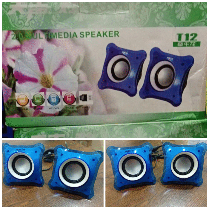 (Pair)  T12 Mini multimedia 2.0 speakers Music Stereo for Computer Desktop PC Laptop   Party Portable Loudspeaker (random color) - Image 1