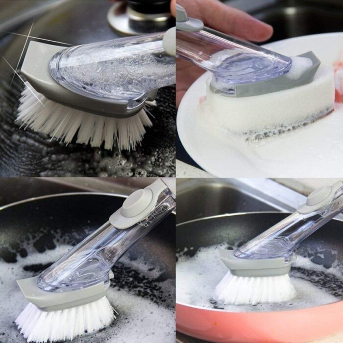 Handheld Cleaning Brush Kitchen Washing Tool With Sponge - Image 4