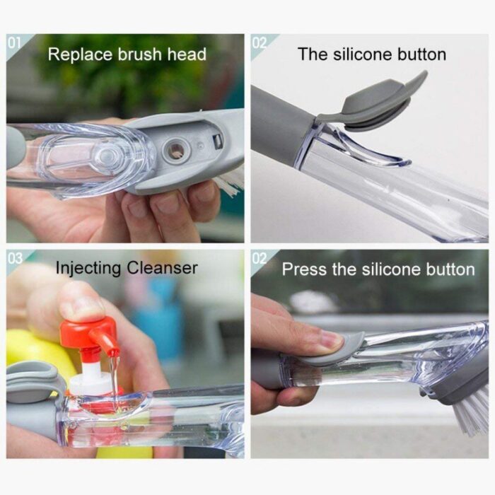 Handheld Cleaning Brush Kitchen Washing Tool With Sponge - Image 5