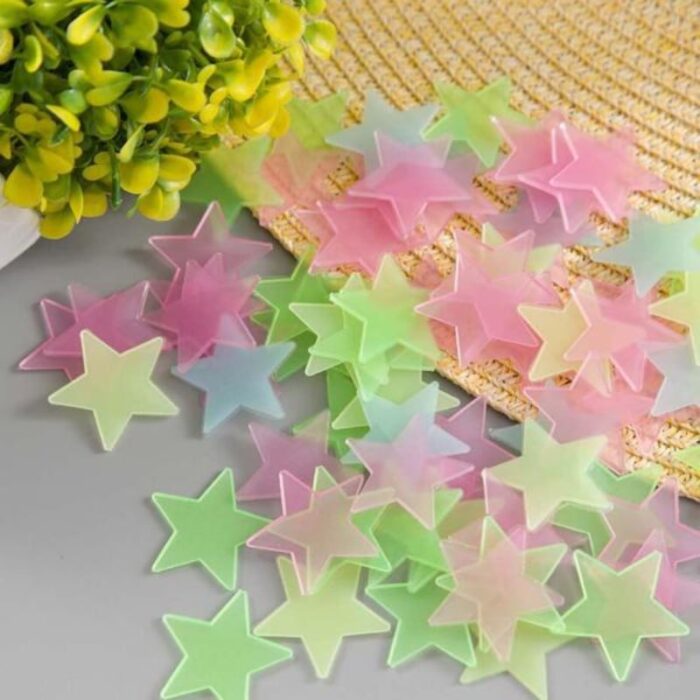 Pack Of 4 x 100 Pcs Glow In The Dark Stars Wall Stickers - Image 4
