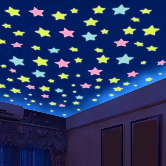 Pack Of 4 x 100 Pcs Glow In The Dark Stars Wall Stickers - Image 5