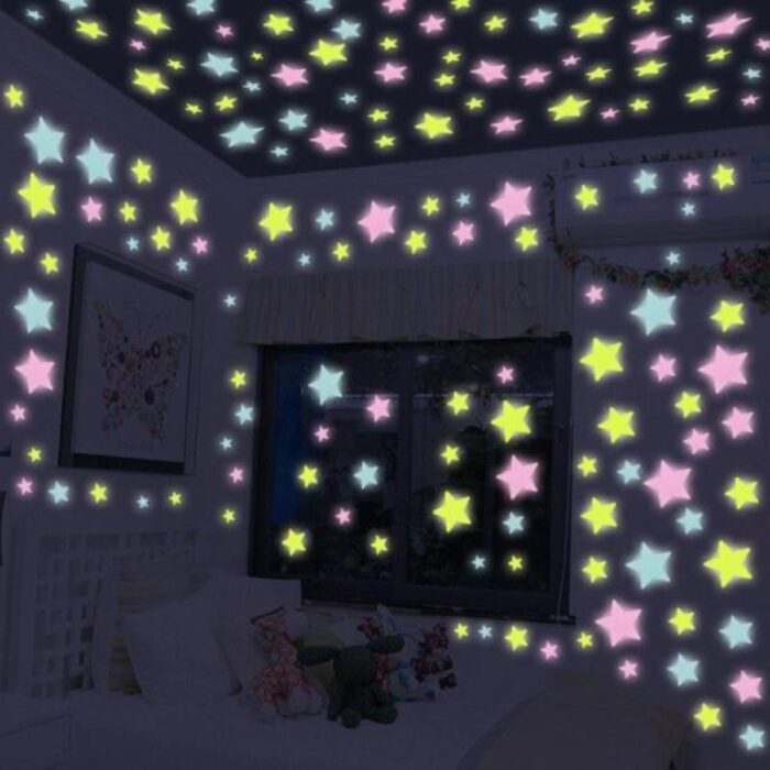 Pack Of 4 x 100 Pcs Glow In The Dark Stars Wall Stickers - Image 6