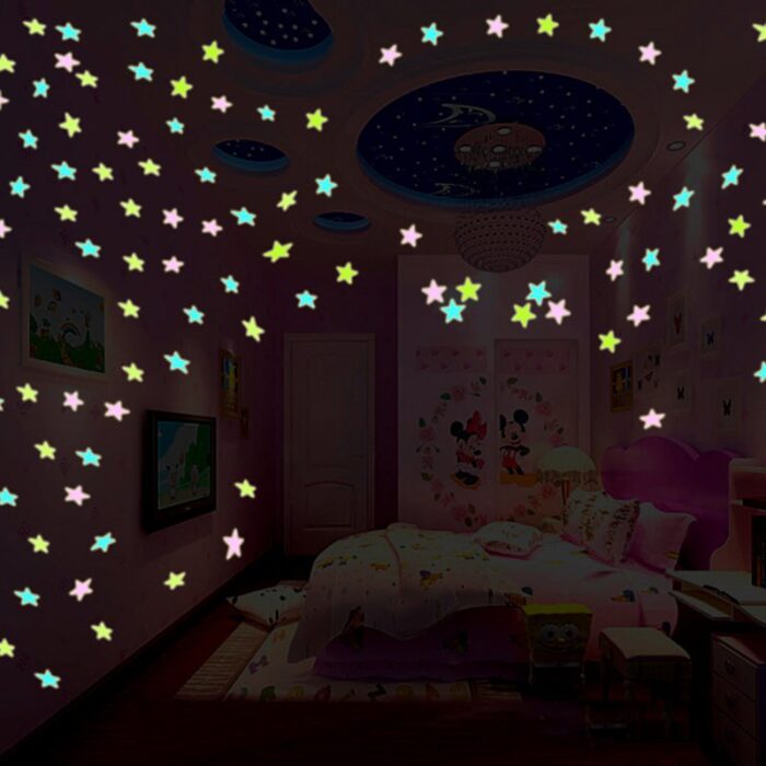 Pack Of 4 x 100 Pcs Glow In The Dark Stars Wall Stickers - Image 10
