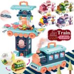 2 In 1 Pretend Play Portable Small Train Kids Play House Multicolor