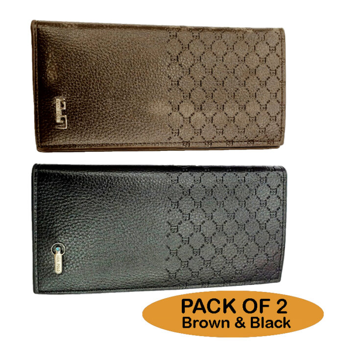 Pack of 2 Luxury Men's Ultra-Thin Long Wallets - Woven Pattern Multi-Card Clutch - Image 5