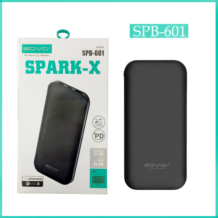 SOVO SPB-601 SPARK-X 10000mAh Portable Charger Power Bank - Image 1