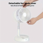Long Stand Rechargeable Portable Folding Fan | Extendable Floor & Desktop Fan: Silent, Powerful, Portable (Random color) - Image 19
