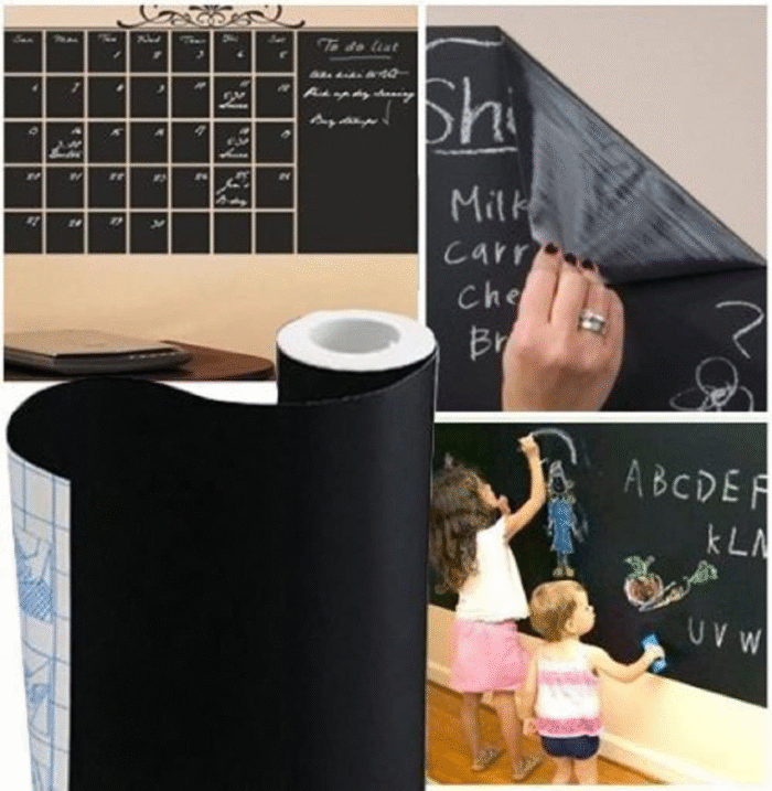 Large Black Chalkboard Sticker Paper DIY Black Board Wall Adhesive Black Board Size (3 x 1.3 ft) - Image 1