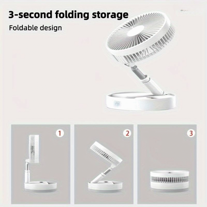 Long Stand Rechargeable Portable Folding Fan | Extendable Floor & Desktop Fan: Silent, Powerful, Portable (Random color) - Image 20