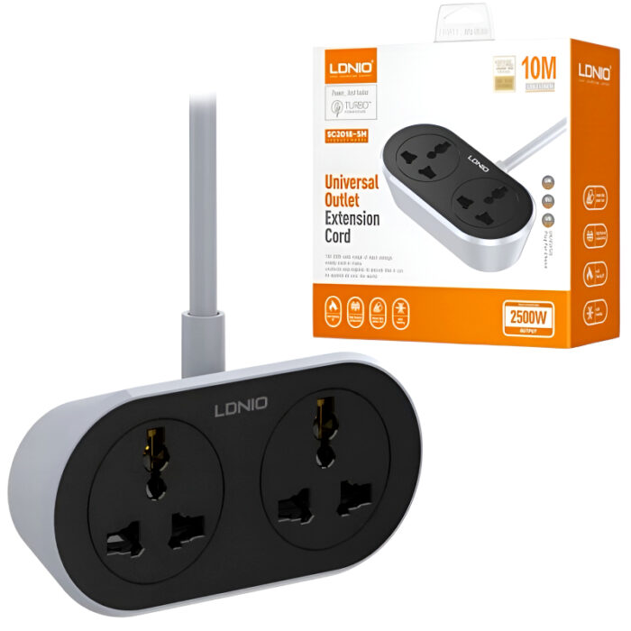 LDNIO SC-2018 10M 2 AC Outlet Universal Extension Power Socket – 2500W Heavy Duty UK Plug - Image 6