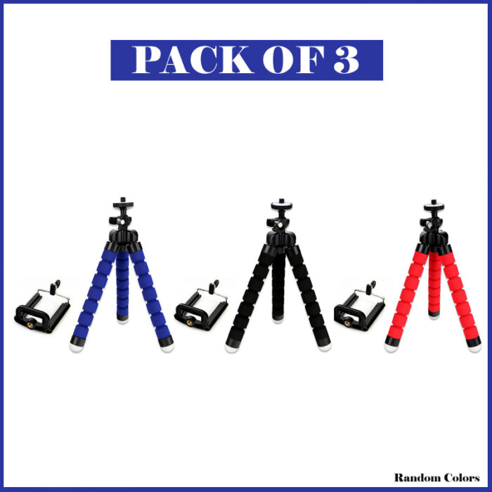 Pack Of 3 Portable Flexible Sponge Adjustable Octopus Tripod Phone Stands - Image 14