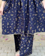 small flower printed suit pcs Stitched Suit Stone Winter linen Suit WINTER COLLECTION (blue) - Image 5