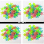 Pack Of 4 x 100 Pcs Glow In The Dark Stars Wall Stickers