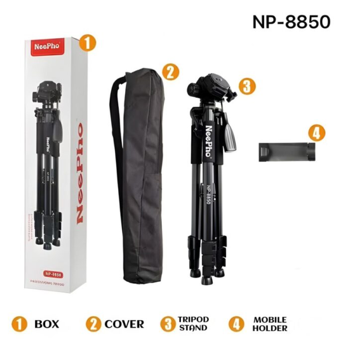 NeePho NP-8850 Professional Tripod For DSLR Camera And Phone With Quick Release Plate, Non-Slip Feet - Image 9
