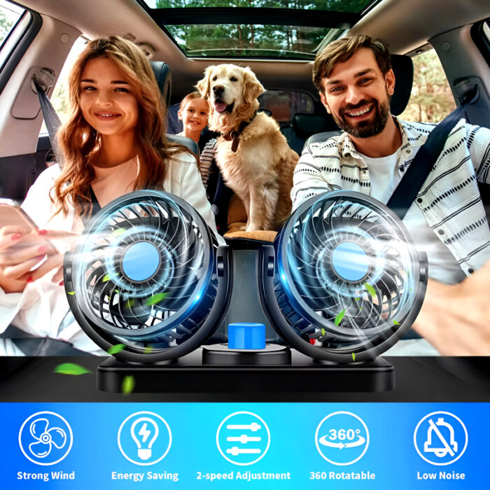 F30 Dual-Headed 360° Rotating Car Fan with Low Noise & Adjustable Airflow - Image 16