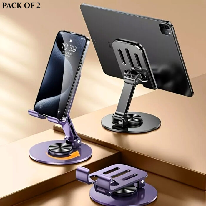 2 Pcs 360° Rotatable Metal Phone & Tablet Stands, Adjustable Foldable and Durable Desktop Holders - Image 17
