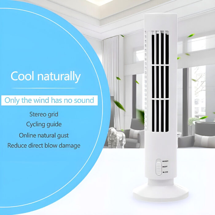 CoolWave USB Vertical Bladeless Tower Fan – Mini Air Conditioner, Quiet Cooling Fan for Home, Office, and Desktop - Image 3