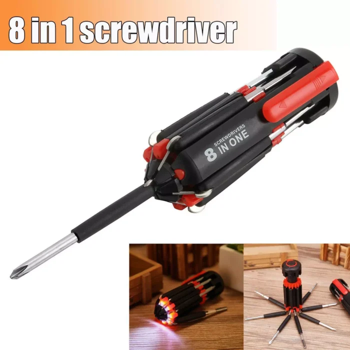 8 in 1 Screwdriver Multifunctional Repair Tools with torch - Image 1