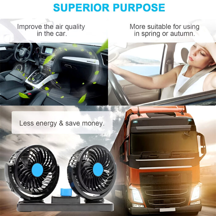 F30 Dual-Headed 360° Rotating Car Fan with Low Noise & Adjustable Airflow - Image 15