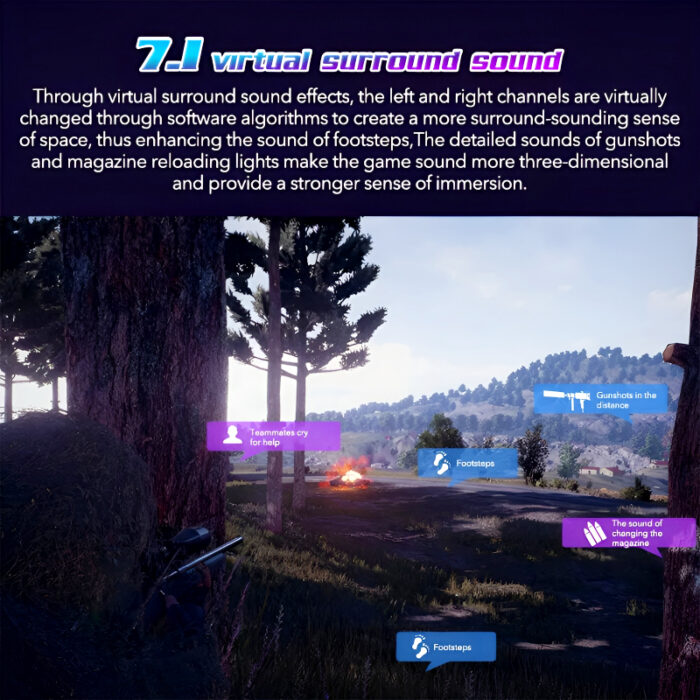 GH601 Machenike 7.1 Surround Sound RGB Gaming Wired USB Headset with Noise-Canceling Microphone, 50mm Drivers, Mute Option, and Software Support - Image 13