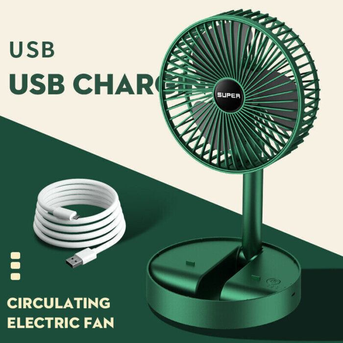 Portable Rechargeable Telescopic Folding Fan | USB Foldable | Table Desk Fan | Telescopic Design Floor | 3 Speeds Rechargeable, Foldable, Adjustable height Fan(random color ) - Image 13