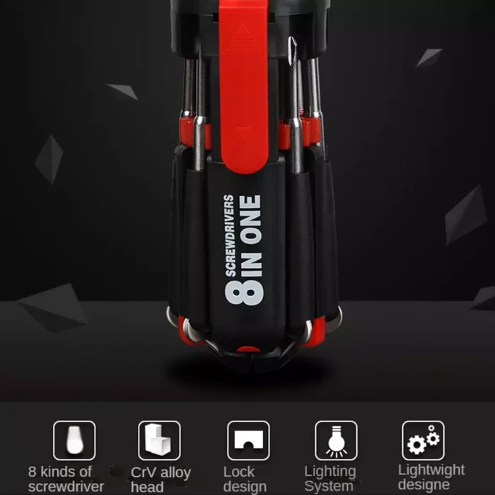 8 in 1 Screwdriver Multifunctional Repair Tools with torch - Image 5