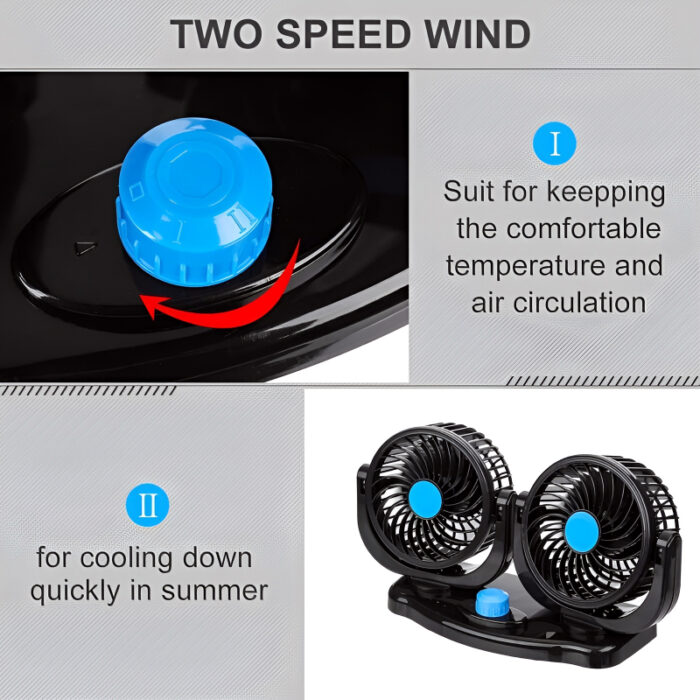 F30 Dual-Headed 360° Rotating Car Fan with Low Noise & Adjustable Airflow - Image 18