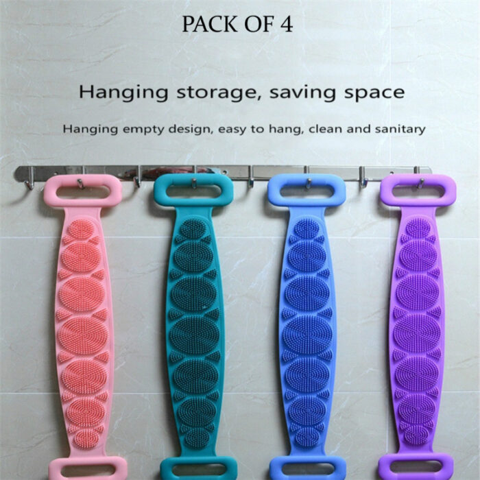 Pack Of 4 Silicone Back Scrubber Soft Loofah Bath Towel And Massage Belt - Image 10