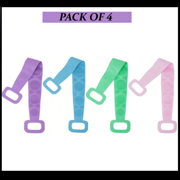 Pack Of 4 Silicone Back Scrubber Soft Loofah Bath Towel And Massage Belt - Image 11