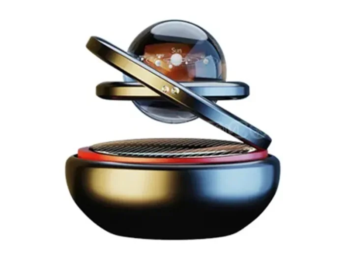 Solar Car Air Freshener Rotating Double-Ring For Car Dashboard, Aesthetic Car Decor | Best Quality ( Random Color ) - Image 2
