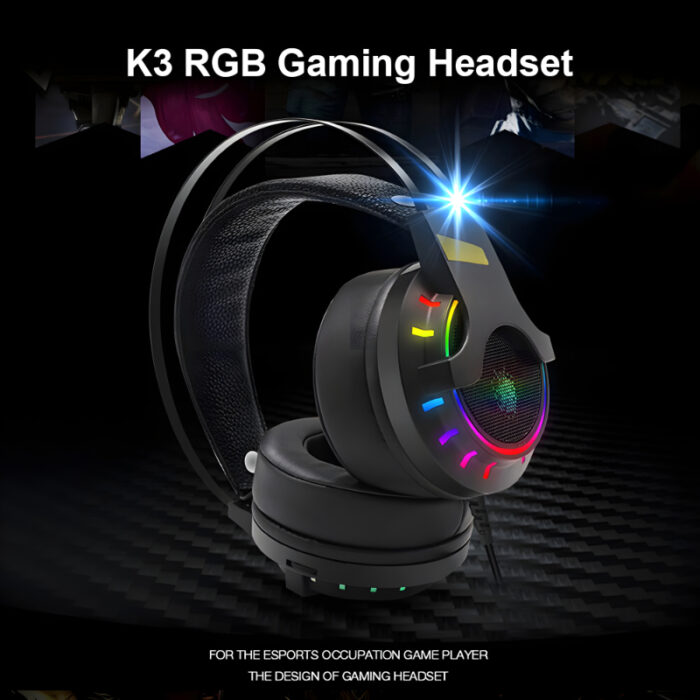 K3 Super Bass Comfortable Wear E-Sports RGB Gaming Wired Headset - Image 1