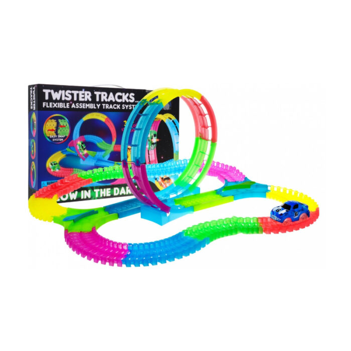 Colorful Glow-in-the-Dark children Race Track 188 pcs and 360° rotation - Image 1