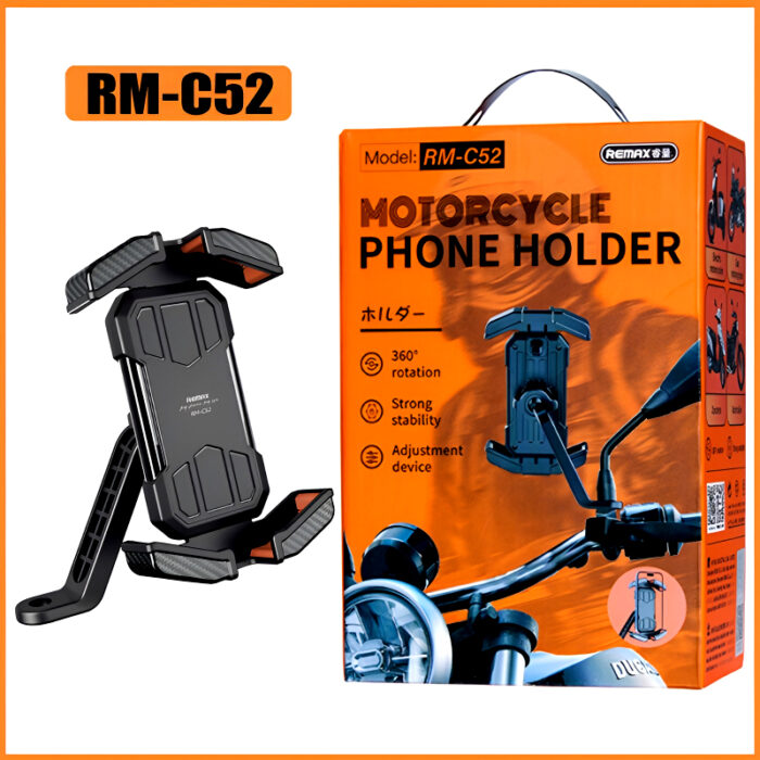 Remax RM-C52 Motorcycle Mount – Secure Grip & 360° Rotation Phone Holder - Image 1
