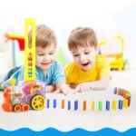 Domino Set Up Train, Domino Train Toy Blocks Set with Lights and Sounds, Creative Gifts for Kids(random color) - Image 11